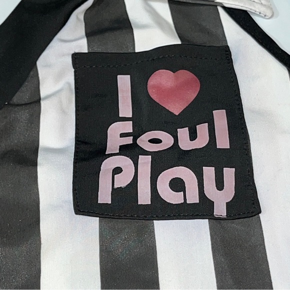 FOUL PLAY Sexy SPORTS REF DRESS REFEREE UMPIRE Black White Socks Tights, Whistle - Picture 4 of 16